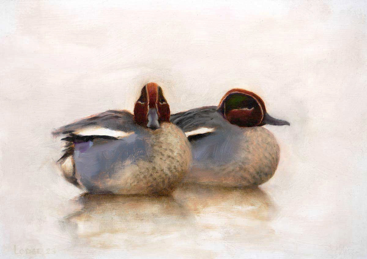 Teal Painting Bird Art by Chris Lodge